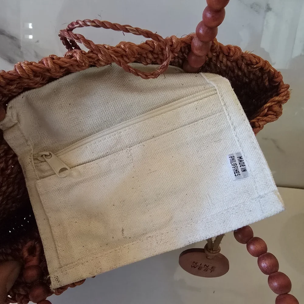 Nine West | Brandy Orange Brown Woven Tote